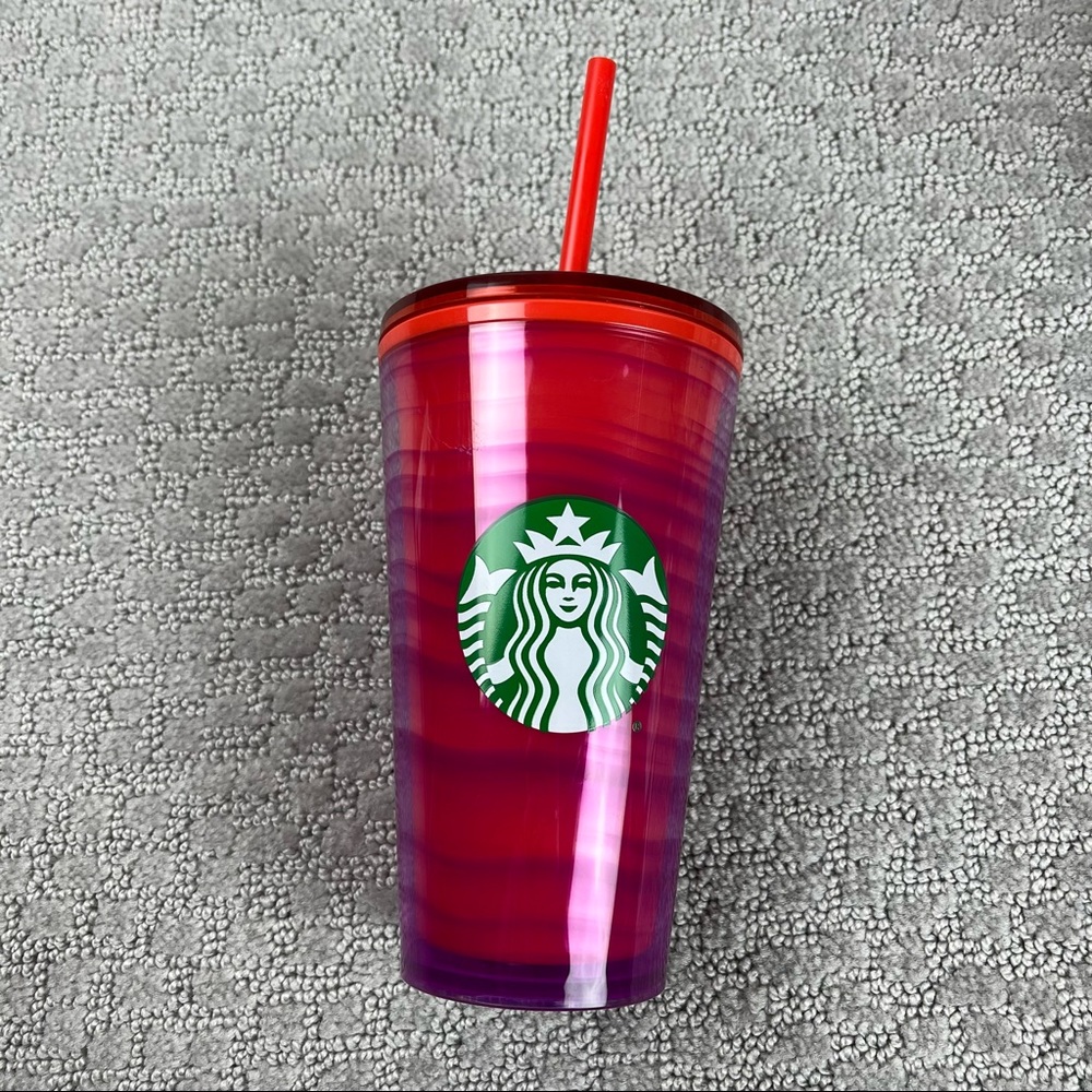 New Starbucks‎ Summer 2021 Series Magenta and Red Waves 16 oz Tumbler Cup